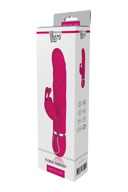 Розовый вибратор-кролик 10-SPEED FLORAL FANTASY - 22 см. Dream Toys