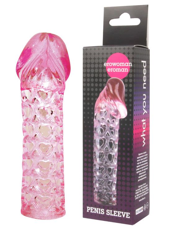 Закрытая розовая насадка-фаллос Penis sleeve - 11,7 см. - термопластичная резина (TPR)