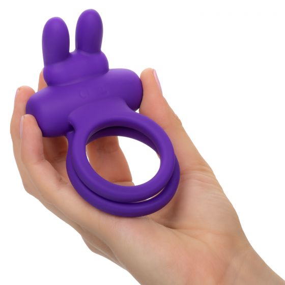 Фиолетовое двойное эрекционное кольцо Silicone Rechargeable Dual Rockin Rabbit California Exotic Novelties