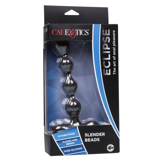 Черный анальный вибростимулятор Eclipse Slender Beads - 17,75 см. California Exotic Novelties