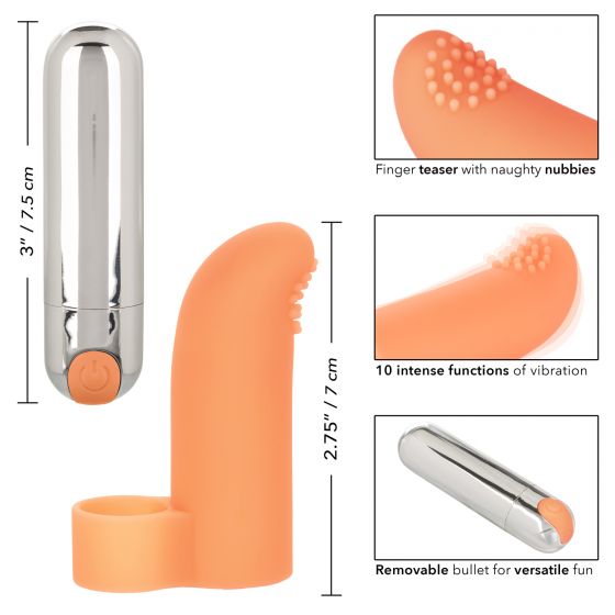 Оранжевая пулька-насадка на палец Finger Tickler - 8,25 см. от Intimcat