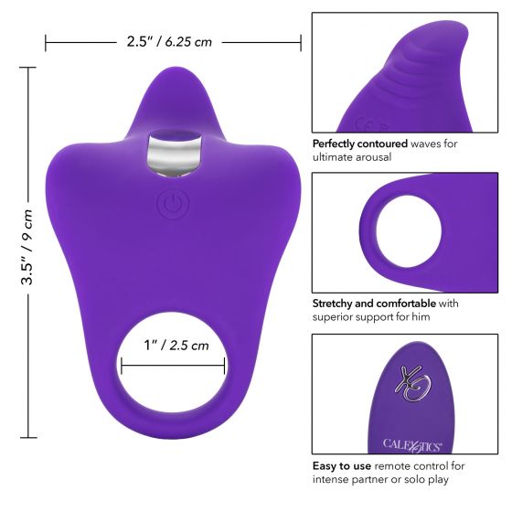 Фиолетовое перезаряжаемое эрекционное кольцо Silicone Remote Orgasm Ring - силикон