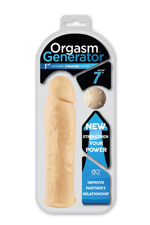 Телесная силиконовая насадка на пенис с вибрацией ORGASM GENERATOR 7 SLEEVE VIBRATING - 17 см. - силикон