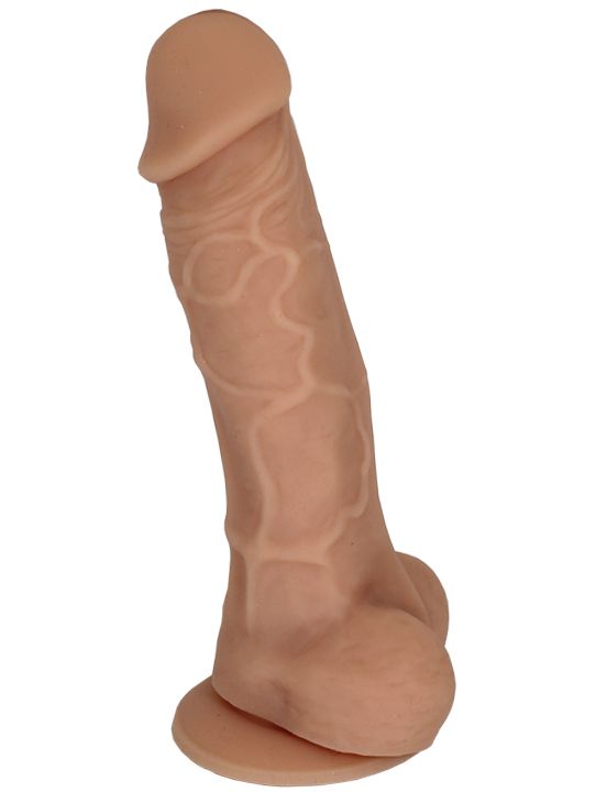 Телесный фаллоимитатор на присоске с мошонкой - 18,5 см. Eroticon