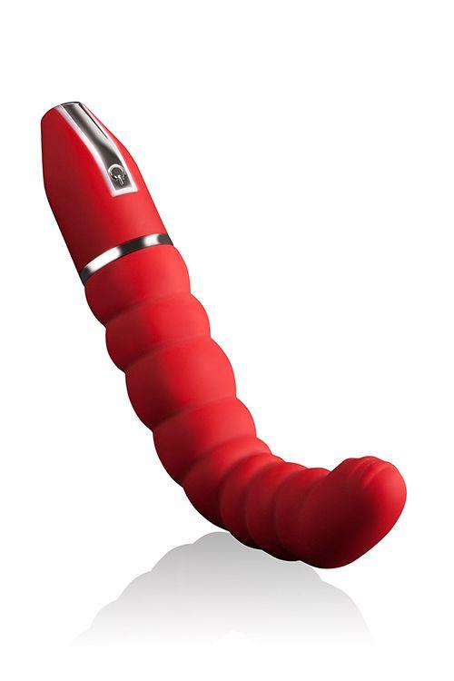 Красный гнущийся анальный вибратор PURRFECT SILICONE DELUXE 5.5INCH - 14 см. - силикон