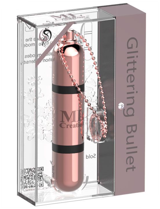 Золотистый мини-вибратор на цепочке Glittering Bullet - 9 см. - анодированный пластик, силикон