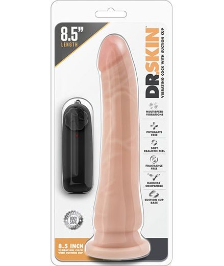 Телесный вибратор 8.5 Inch Vibrating Realistic Cock With Suction Cup - 21,6 см. - поливинилхлорид (ПВХ, PVC)