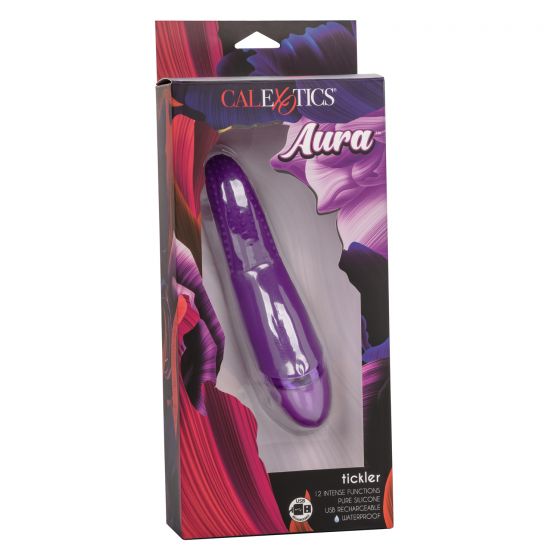 Фиолетовый вибромассажер Aura Tickler с шишечками - 17,25 см. - силикон