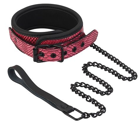 Розово-черный ошейник COLLAR   LEASH с поводком