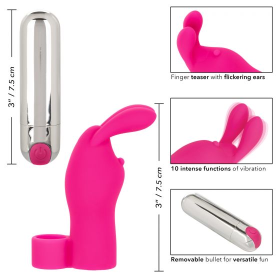 Розовая пулька-насадка на палец Finger Bunny - 8,25 см. от Intimcat