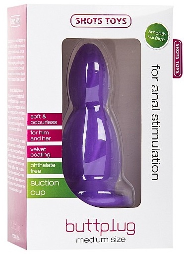 Фиолетовая анальная втулка Medium Buttplug среднего размера - 11,4 см. - силикон