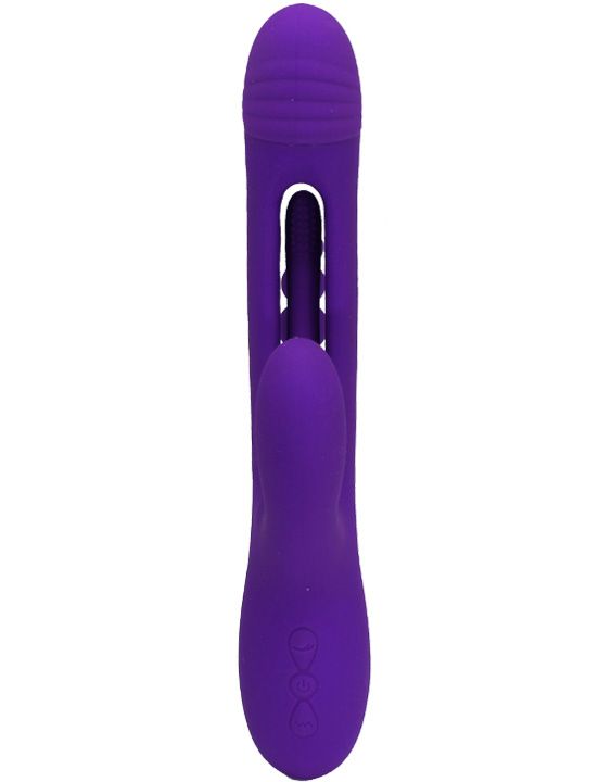 Фиолетовый ударный вибратор Anal G-Hit с анальной цепочкой - 24 см. от Intimcat