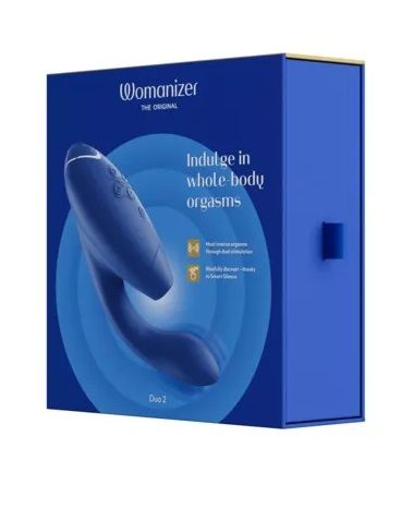 Синий вибратор Womanizer Duo 2 с бесконтактной клиторальной стимуляцией Womanizer