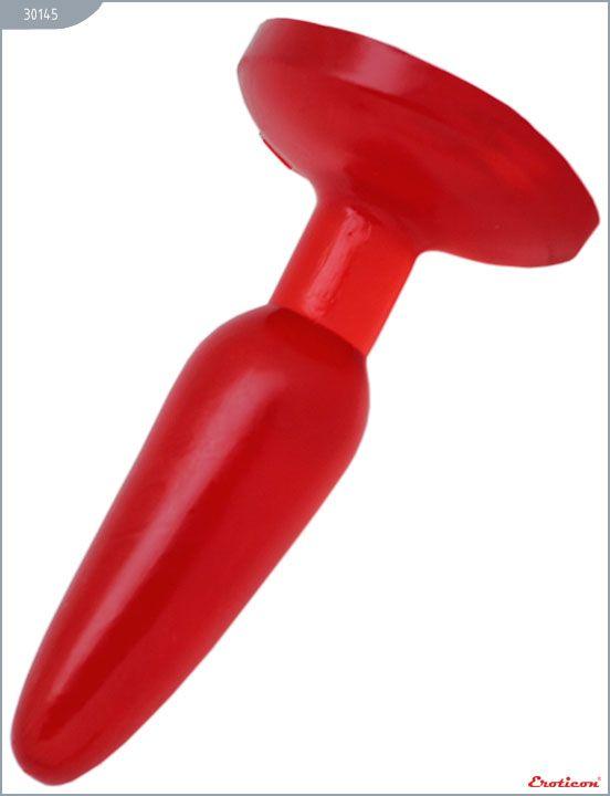 Красная гелевая анальная пробка - 16 см. Eroticon