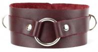 Бордовый широкий ошейник с кольцом Maroon Collar