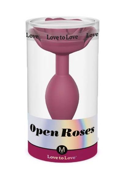 Сливовая анальная пробка с ограничителем-розой Open Rose Size M Butt Plug - фото 6