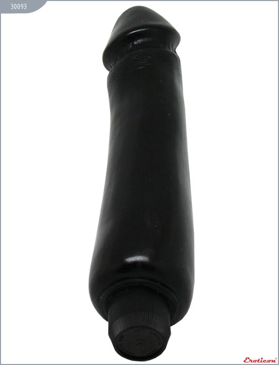 Чёрный гладкий вибратор-реалистик - 24 см. от Intimcat