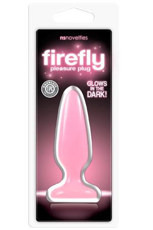 Розовая анальная пробка, светящаяся в темноте, Firefly Pleasure Plug - 10,1 см. - термопластичный эластомер (TPE)