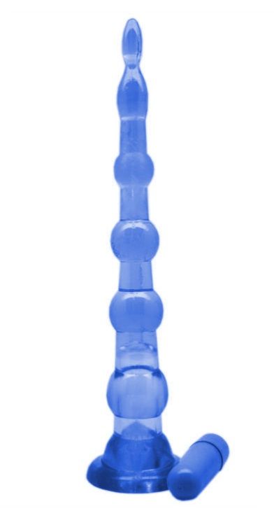 Синяя анальная цепочка с пулькой EROTICON PYRAMID GELS - 21,5 см. - поливинилхлорид (ПВХ, PVC)