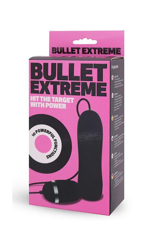 Чёрное виброяйцо с пультом BULLET EXTREME - анодированный пластик (ABS)