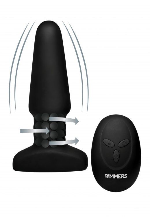 Черная анальная пробка Slim R Smooth Rimming Plug with Remote - 14 см. XR Brands