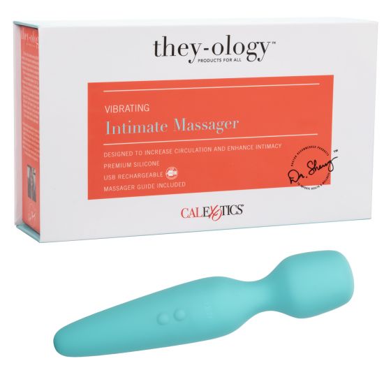 Голубой wand-вибромассажер They-ology Vibrating Intimate Massager - силикон