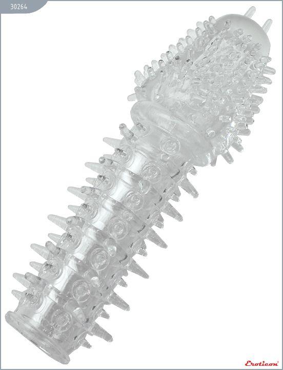 Прозрачная гелевая насадка с шипами - 14 см. от Intimcat