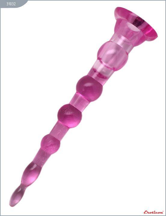 Розовый анальный конус с вибропулькой - 22 см. - поливинилхлорид (ПВХ, PVC)
