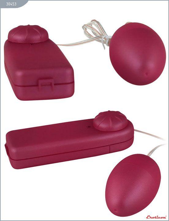 Розовое виброяйцо «Ночная Фея» с проводным пультом - анодированный пластик (ABS)