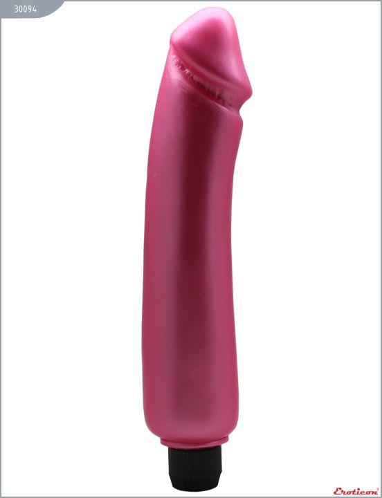 Розовый гладкий водонепроницаемый вибратор - 24 см. от Intimcat