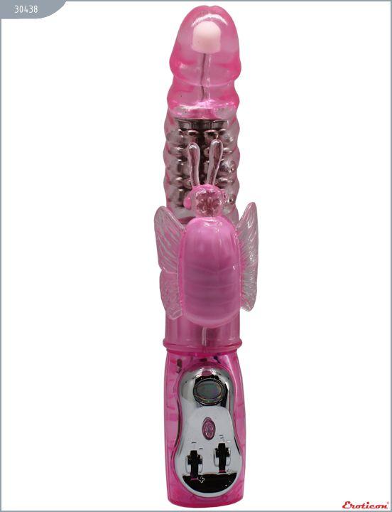 Розовый вибратор Agent 007 с ротацией - 25,5 см. от Intimcat