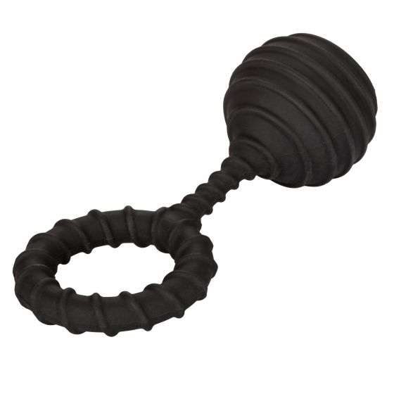 Черное эрекционное кольцо с утяжелителем Weighted Ring Large - силикон