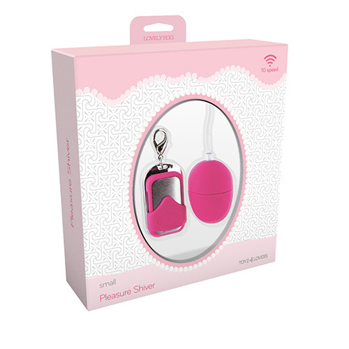 Розовое виброяйцо с пультом ДУ VIBRATING EGG PLEASURE SHIVER SMALL - анодированный пластик (ABS)