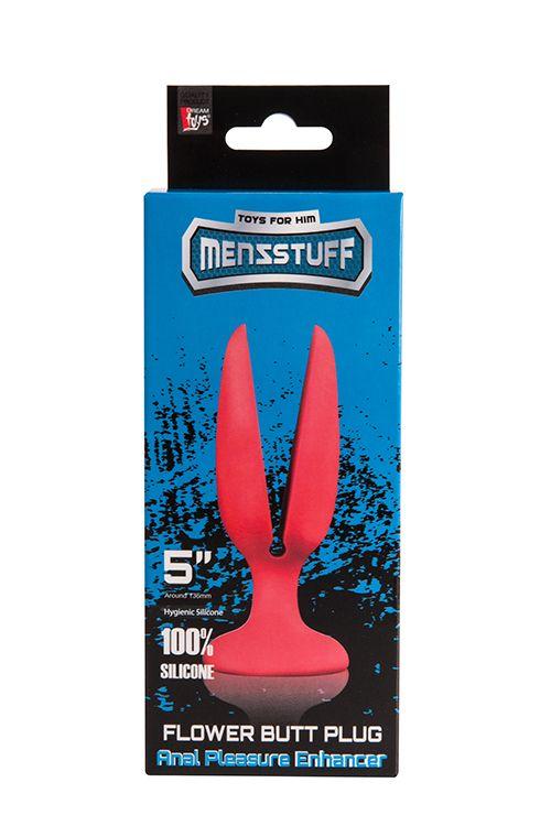 Красная пробка-бутон MENZSTUFF FLOWER BUTT PLUG 5INCH - 13,5 см. - силикон