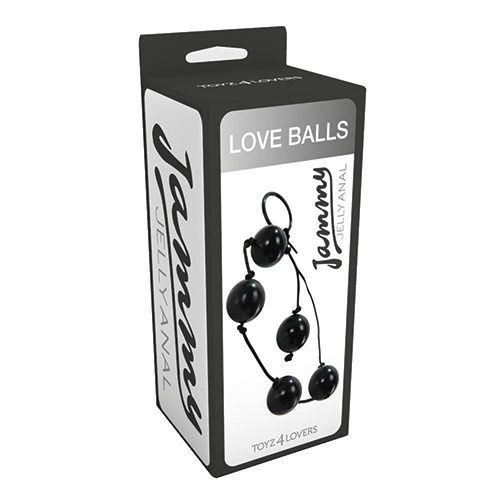 Чёрные анальные шарики JAMMY JELLY ANAL LOVE BALLS - поливинилхлорид (ПВХ, PVC)