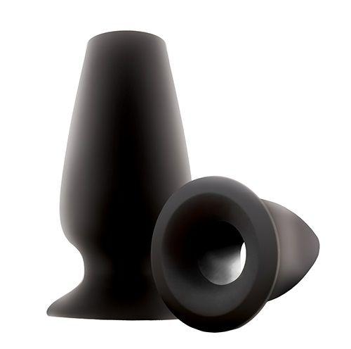 Чёрная анальная пробка с отверстием Renegade Peak A Boo - 10,1 см. - силикон