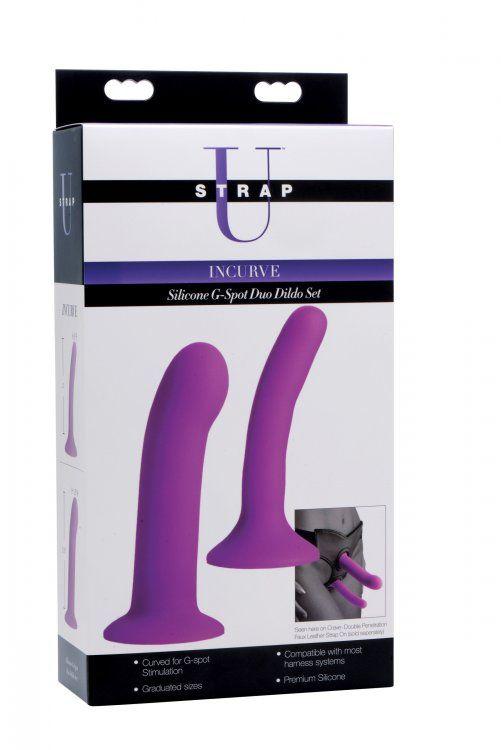 Набор из 2 фиолетовых насадок для пояса харнесс Incurve Silicone G-spot Duo Dildo Set от Intimcat