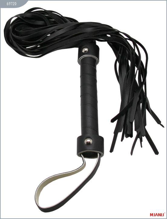 Черный кожаный флогер с 21 хвостом - 56 см. от Intimcat