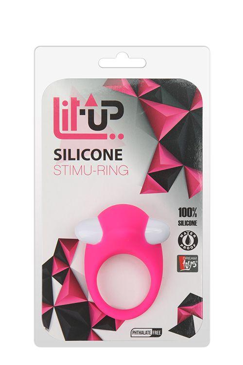 Розовое эрекционное кольцо LIT-UP SILICONE STIMU RING 6 - силикон
