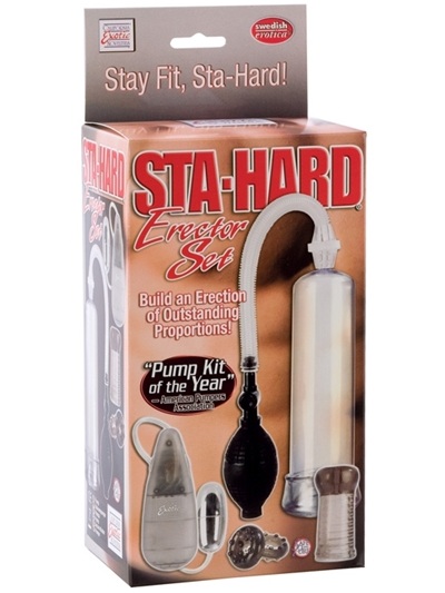 Помпа, кольцо, мини-мастурбатор и вибро-яичко STA-HARD - анодированный пластик, силикон