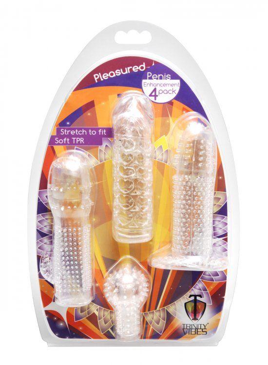 Набор из 4 насадок на член Pleasured Penis Enhancement Sleeve 4 Pack от Intimcat