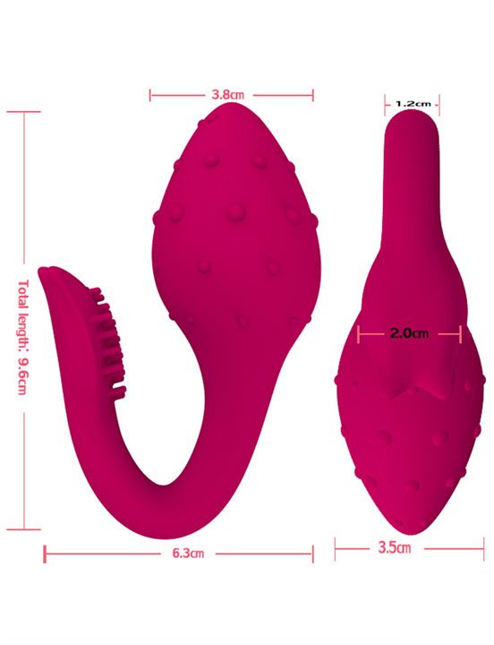 Малиновый вибратор-клубничка с хвостиком - 9,6 см. от Intimcat