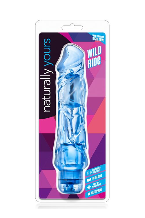 Голубой вибратор-реалистик Wild Ride - 23,5 см. - термопластичный эластомер (TPE)