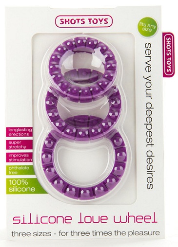 Набор фиолетовых эрекционных колец Silicone Love Wheel 3 sizes (3 шт.) - силикон