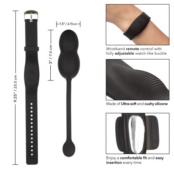 Черные вагинальные виброшарики с браслетом-пультом Wristband Remote Ultra-Soft Kegel System от Intimcat