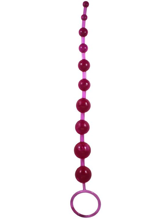 Ярко-розовая анальная цепочка Beads of Pleasure - 30 см. - термопластичный эластомер (TPE)