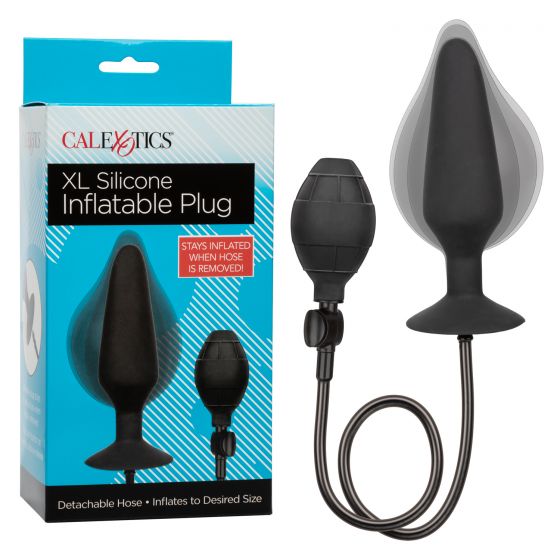 Черная расширяющаяся анальная пробка XL Silicone Inflatable Plug - 16 см. - силикон