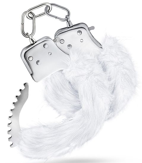 Белые игровые наручники Plush Fur Cuffs Blush Novelties