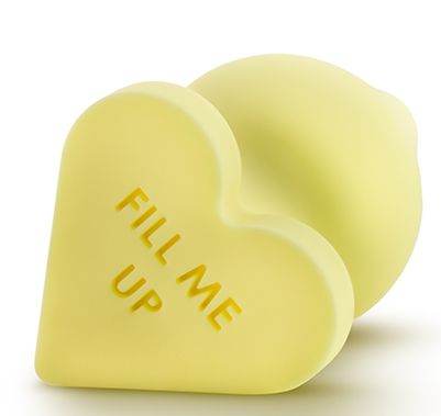 Желтая анальная пробка с основанием-сердечком Naughtier Candy Heart Fill Me Up - 8,9 см. от Intimcat