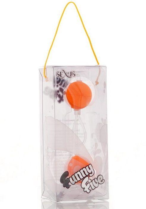 Оранжевые вагинальные шарики на прозрачной сцепке - анодированный пластик (ABS)